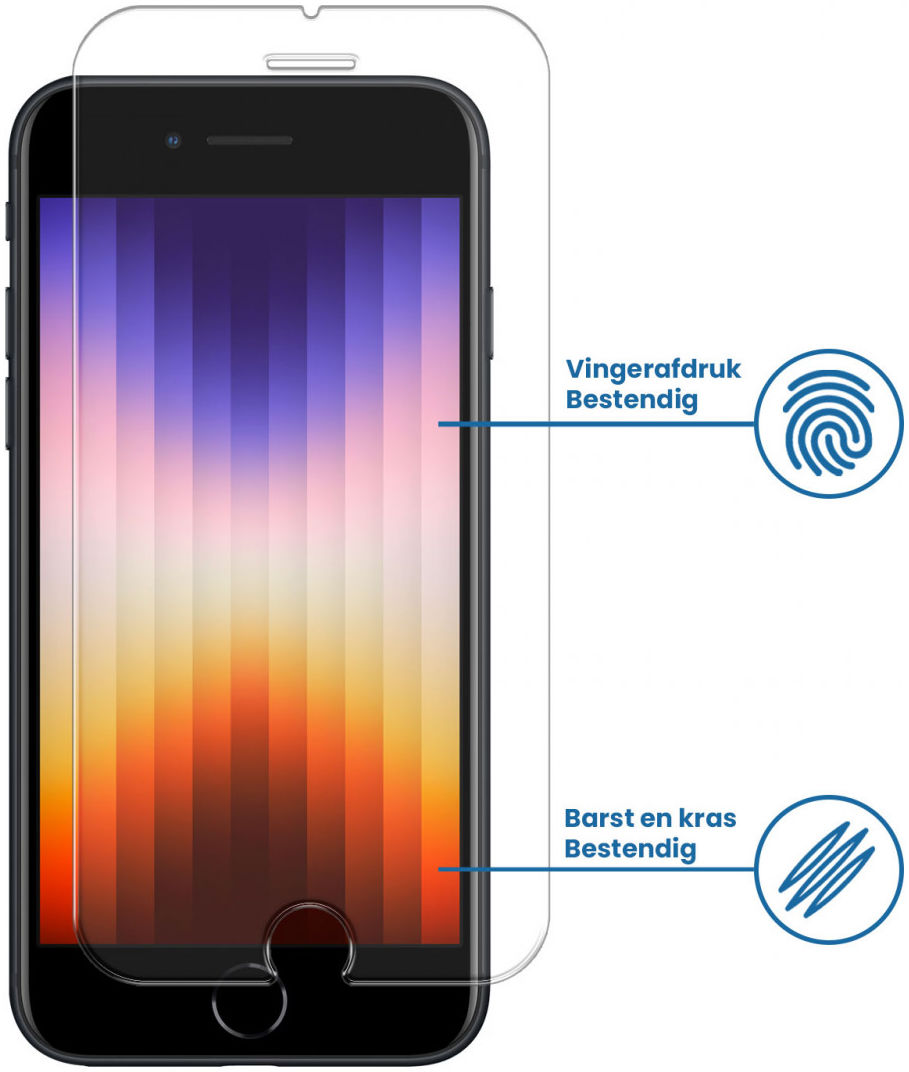 iPhone SE (2020/2022) Tempered Glass Case Friendly Screenprotector afbeelding 2