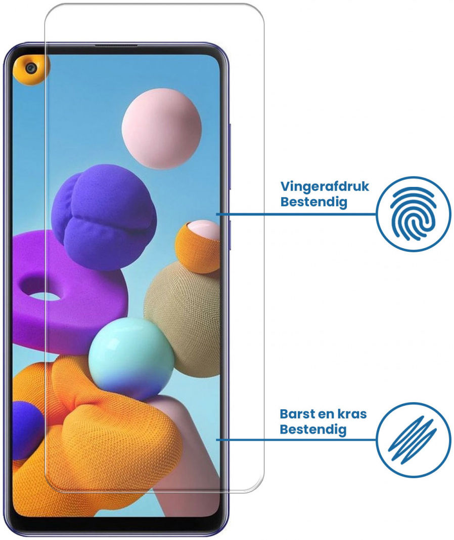Samsung Galaxy A21s Tempered Glass Case Friendly Screenprotector afbeelding 2