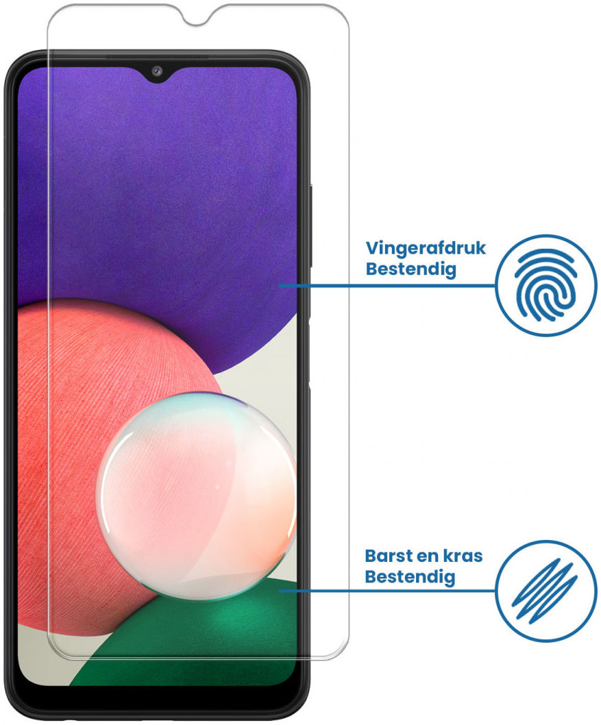 Samsung Galaxy A22 5G Tempered Glass Case Friendly Screenprotector afbeelding 2