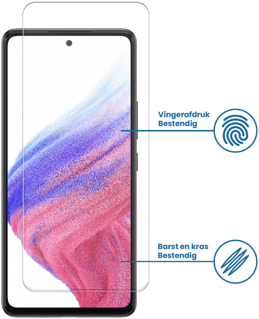 Samsung Galaxy A53 5G Tempered Glass Case Friendly Screenprotector afbeelding 2
