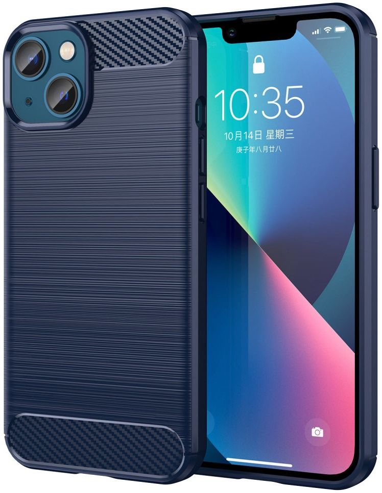 Apple iPhone 14 Hoesje Geborsteld TPU Flexibele Back Cover Blauw afbeelding 1