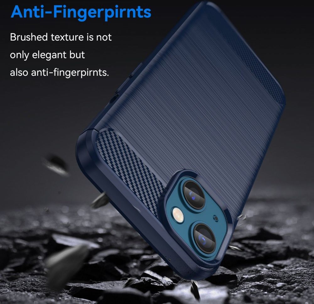 Apple iPhone 14 Hoesje Geborsteld TPU Flexibele Back Cover Blauw afbeelding 4