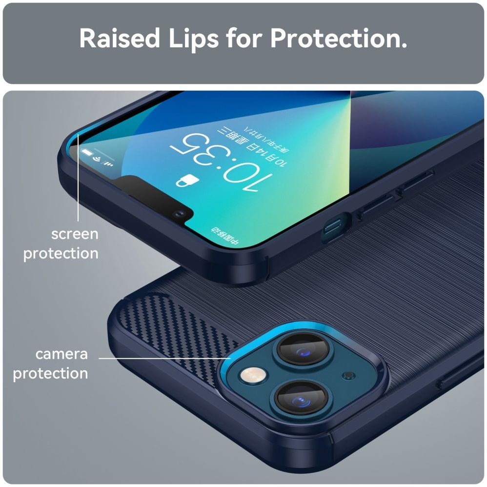 Apple iPhone 14 Hoesje Geborsteld TPU Flexibele Back Cover Blauw afbeelding 5