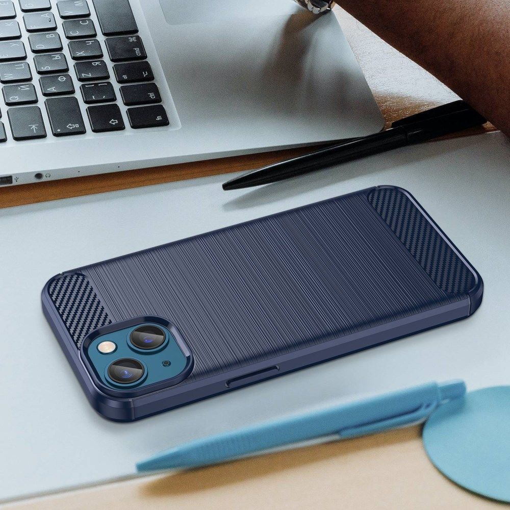 Apple iPhone 14 Hoesje Geborsteld TPU Flexibele Back Cover Blauw afbeelding 9