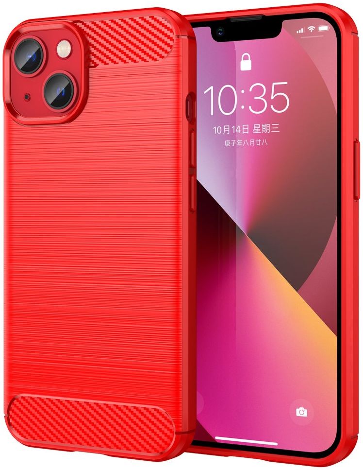 Apple iPhone 14 Hoesje Geborsteld TPU Flexibele Back Cover Rood afbeelding 1