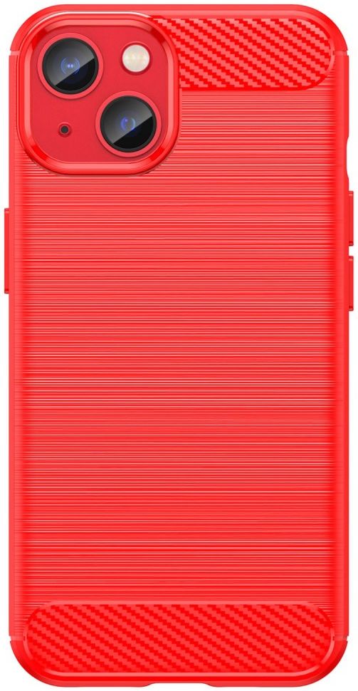 Apple iPhone 14 Hoesje Geborsteld TPU Flexibele Back Cover Rood afbeelding 2