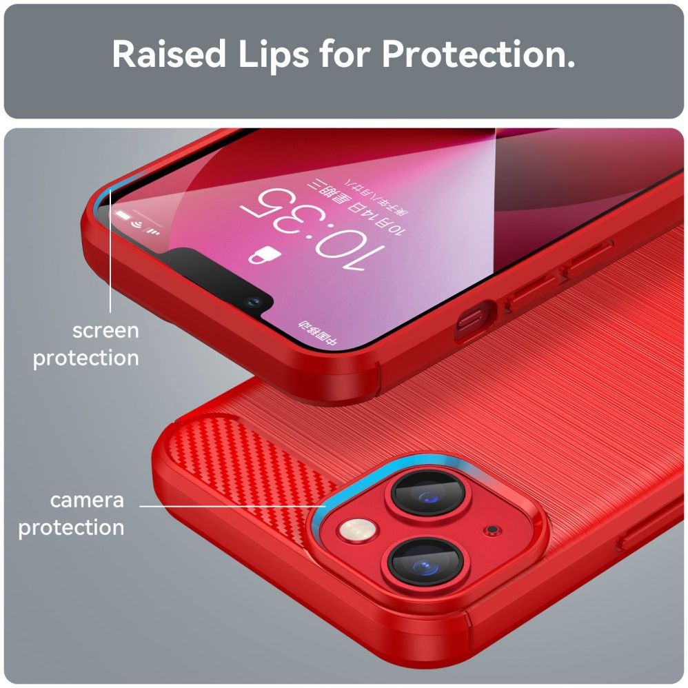 Apple iPhone 14 Hoesje Geborsteld TPU Flexibele Back Cover Rood afbeelding 5