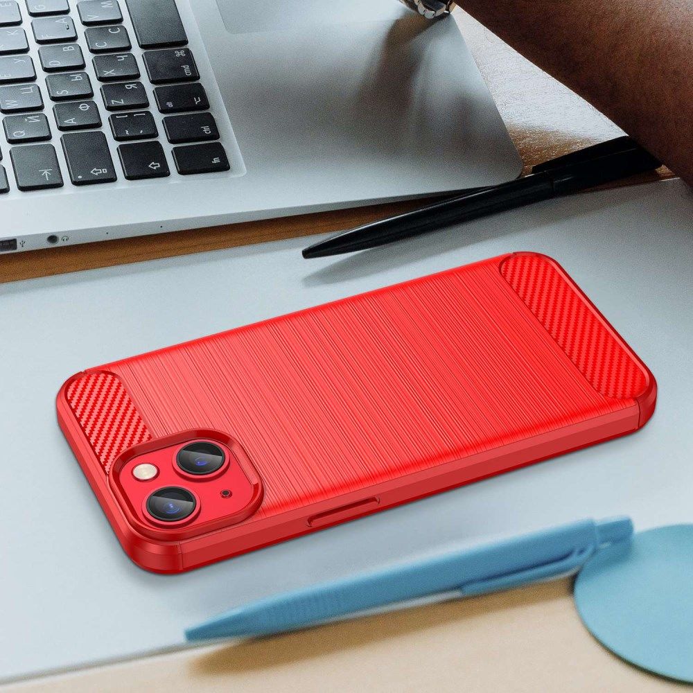 Apple iPhone 14 Hoesje Geborsteld TPU Flexibele Back Cover Rood afbeelding 9