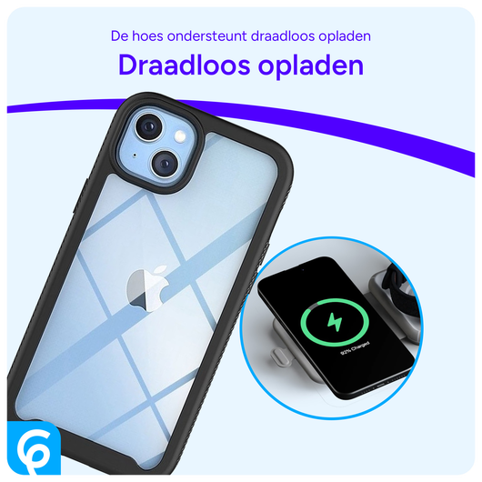 Apple iPhone 14 Hoesje Full Protect 360° Cover Hybride Zwart afbeelding 4