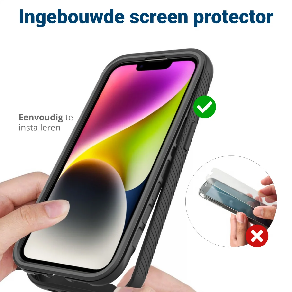 Apple iPhone 14 Hoesje Full Protect 360° Cover Hybride Blauw afbeelding 7