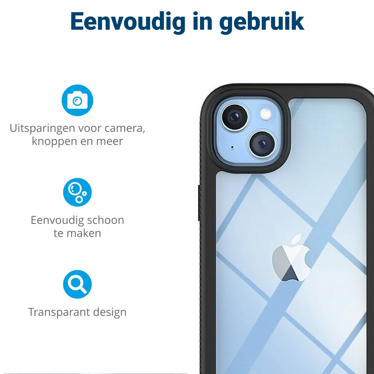 Apple iPhone 14 Hoesje Full Protect 360° Cover Hybride Blauw afbeelding 5