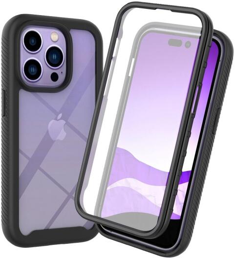 Apple iPhone 14 Pro Hoesje Full Protect 360° Cover Hybride Zwart afbeelding 1
