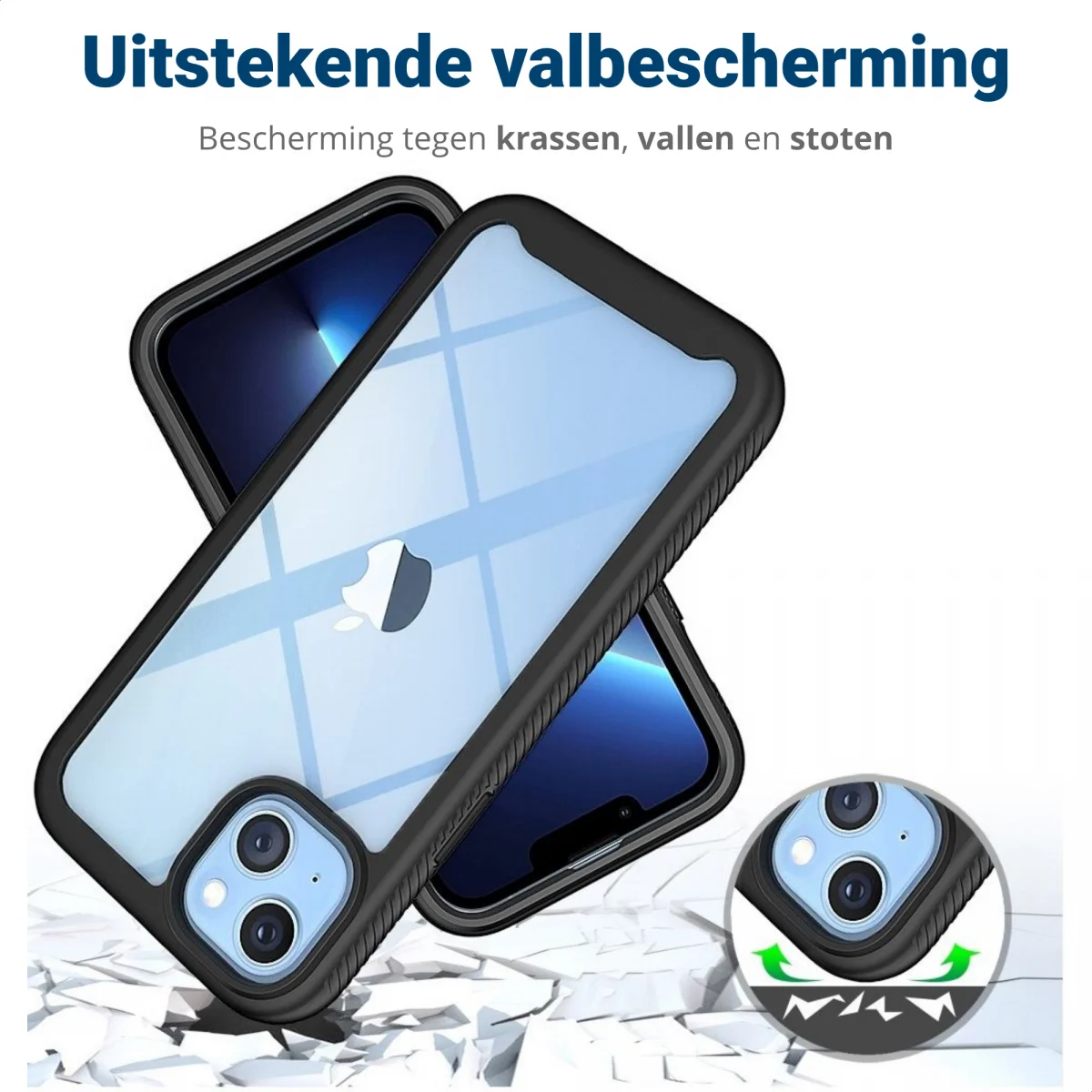 Apple iPhone 14 Plus Hoesje Full Protect 360° Cover Hybride Blauw afbeelding 4