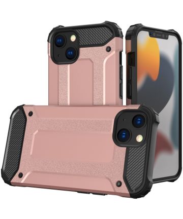 Apple iPhone 14 Hoesje Shock Proof Hybride Back Cover Roze Goud Hoesjes