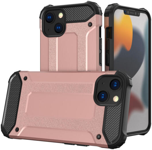 Apple iPhone 14 Hoesje Shock Proof Hybride Back Cover Roze Goud afbeelding 1