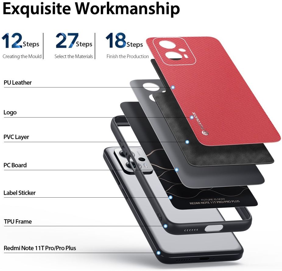 Dux Ducis Fino Series Xiaomi Poco X4 GT Hoesje Back Cover Rood afbeelding 5
