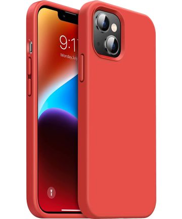 Apple iPhone 14 Hoesje Siliconen Back Cover Rood Hoesjes
