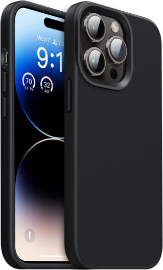 Apple iPhone 14 Pro Hoesje Siliconen Back Cover Zwart afbeelding 1
