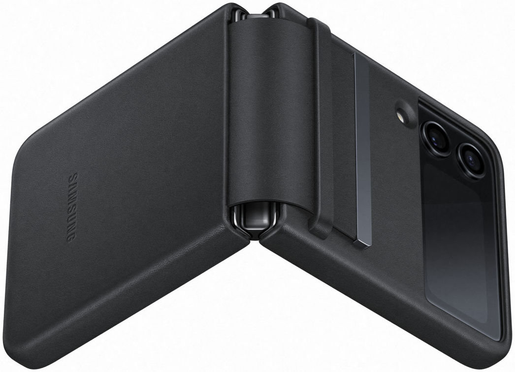 Origineel Samsung Galaxy Z Flip 4 Hoesje Flip Leather Cover Zwart afbeelding 3