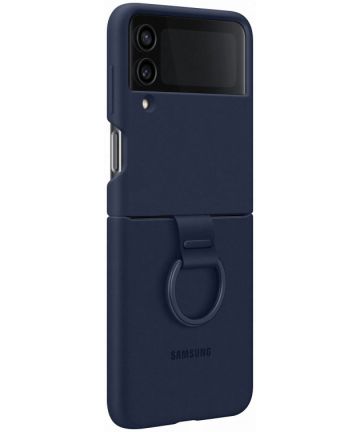 Origineel Samsung Galaxy Z Flip 4 Hoesje Silicone Cover met Ring Navy Hoesjes