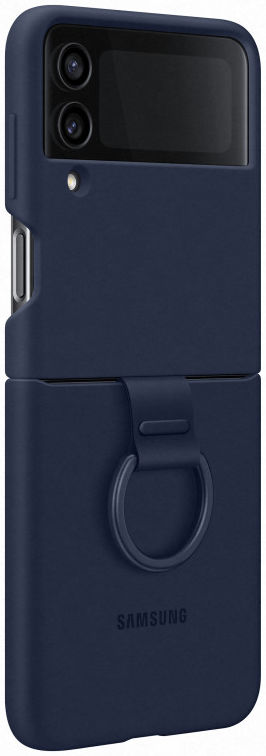 Origineel Samsung Galaxy Z Flip 4 Hoesje Silicone Cover met Ring Navy afbeelding 1