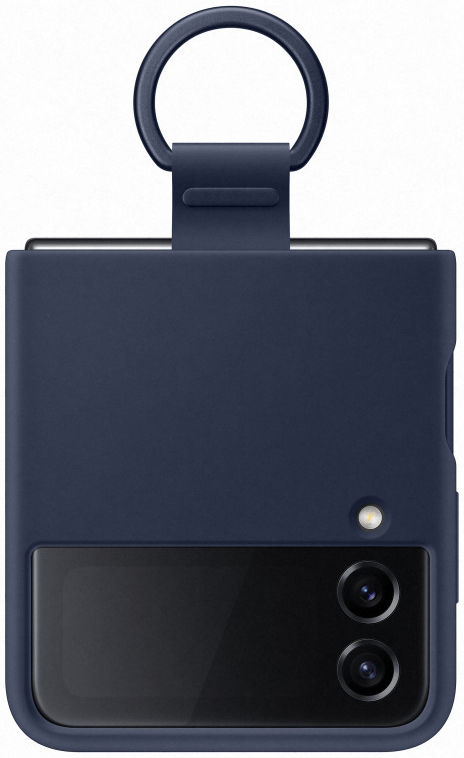 Origineel Samsung Galaxy Z Flip 4 Hoesje Silicone Cover met Ring Navy afbeelding 3
