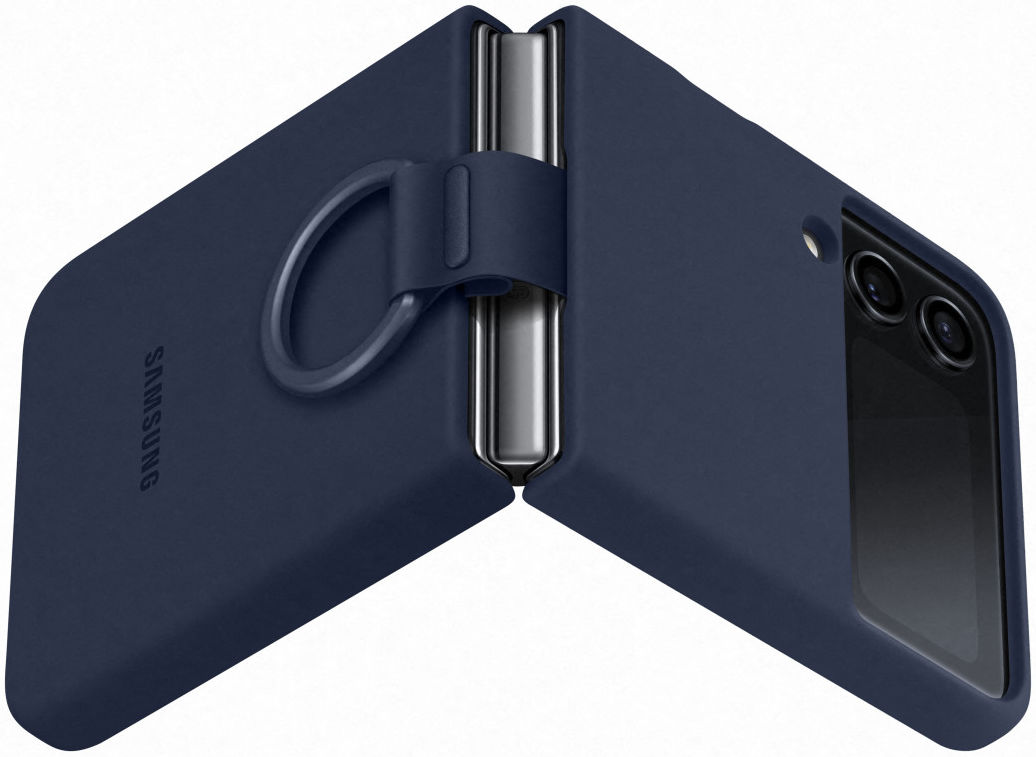 Origineel Samsung Galaxy Z Flip 4 Hoesje Silicone Cover met Ring Navy afbeelding 4