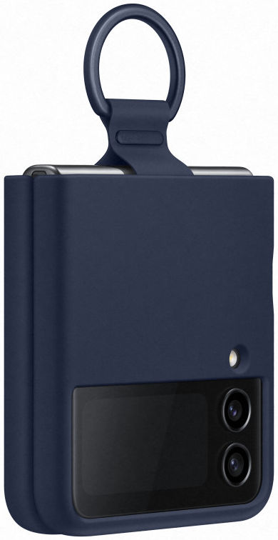 Origineel Samsung Galaxy Z Flip 4 Hoesje Silicone Cover met Ring Navy afbeelding 6