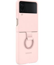 Origineel Samsung Galaxy Z Flip 4 Hoesje Silicone Cover met Ring Roze