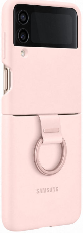 Origineel Samsung Galaxy Z Flip 4 Hoesje Silicone Cover met Ring Roze afbeelding 1