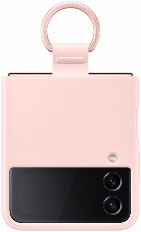 Origineel Samsung Galaxy Z Flip 4 Hoesje Silicone Cover met Ring Roze afbeelding 3