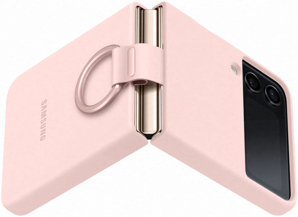 Origineel Samsung Galaxy Z Flip 4 Hoesje Silicone Cover met Ring Roze afbeelding 4