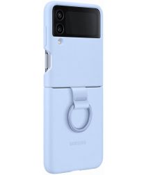 Origineel Samsung Galaxy Z Flip 4 Hoesje Silicone Cover met Ring Blauw