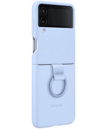 Origineel Samsung Galaxy Z Flip 4 Hoesje Silicone Cover met Ring Blauw Hoesjes