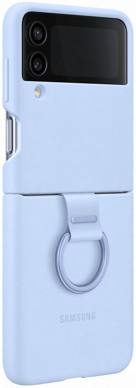 Origineel Samsung Galaxy Z Flip 4 Hoesje Silicone Cover met Ring Blauw afbeelding 1