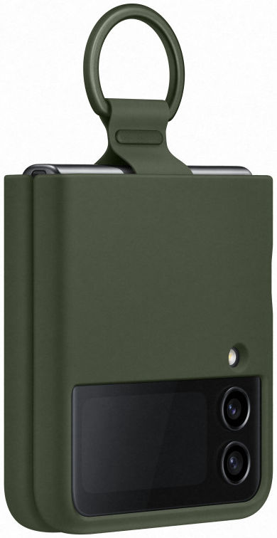 Origineel Samsung Galaxy Z Flip 4 Hoesje Silicone Cover met Ring Khaki afbeelding 6