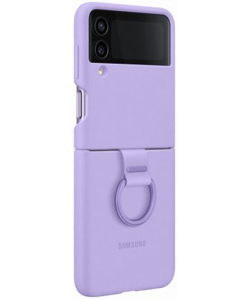 Origineel Samsung Galaxy Z Flip 4 Hoesje Silicone Cover met Ring Paars Hoesjes