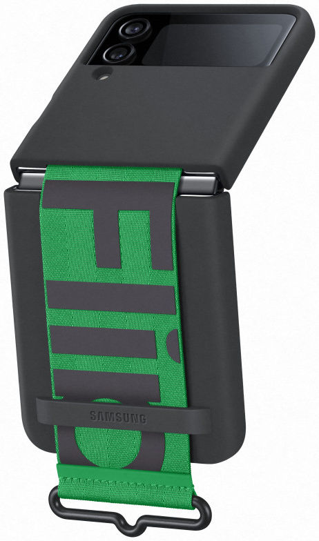 Origineel Samsung Galaxy Z Flip 4 Hoesje Silicone Cover Strap Zwart afbeelding 2