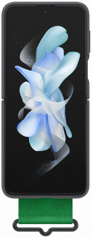 Origineel Samsung Galaxy Z Flip 4 Hoesje Silicone Cover Strap Zwart afbeelding 3