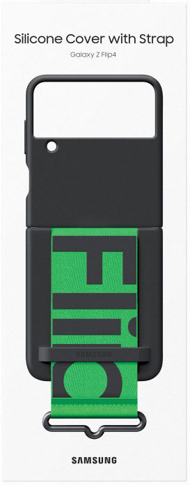 Origineel Samsung Galaxy Z Flip 4 Hoesje Silicone Cover Strap Zwart afbeelding 8