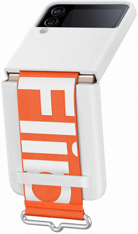 Origineel Samsung Galaxy Z Flip 4 Hoesje Silicone Cover Strap Wit afbeelding 2