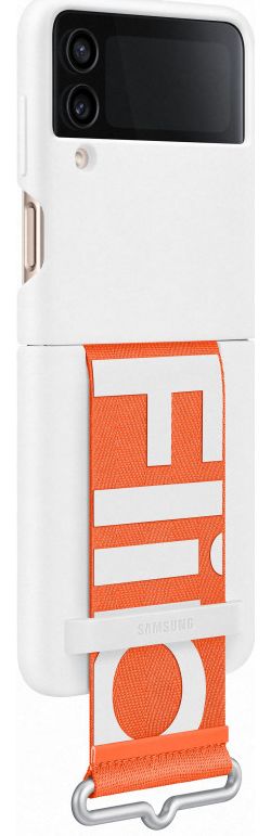 Origineel Samsung Galaxy Z Flip 4 Hoesje Silicone Cover Strap Wit afbeelding 4