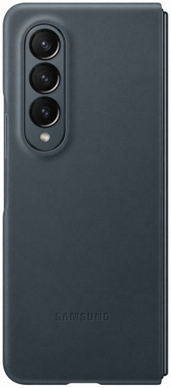Origineel Samsung Galaxy Z Fold 4 Hoesje Leather Cover Grijs Groen afbeelding 4