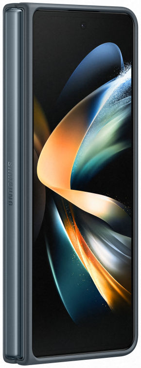 Origineel Samsung Galaxy Z Fold 4 Hoesje Leather Cover Grijs Groen afbeelding 5