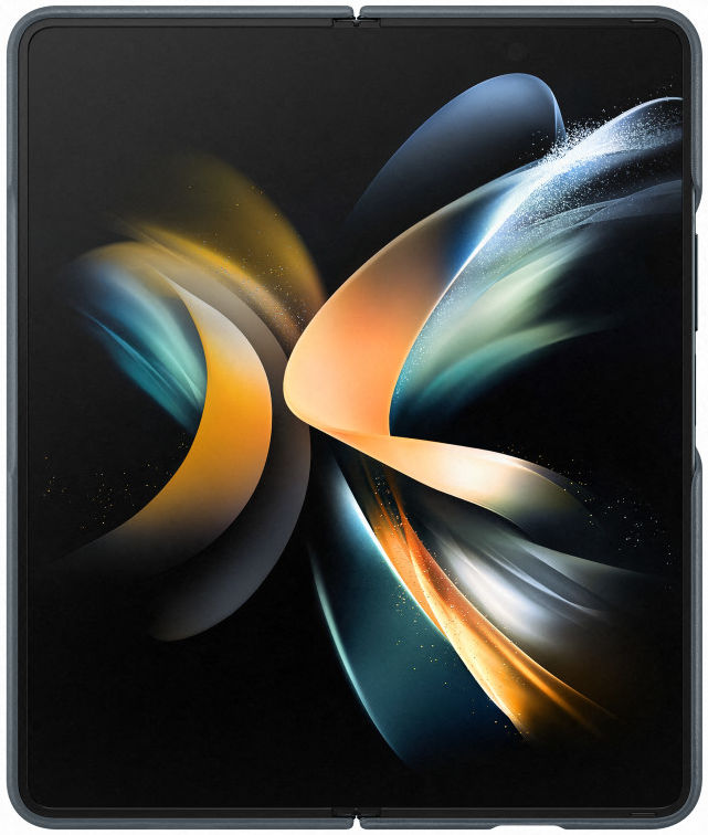 Origineel Samsung Galaxy Z Fold 4 Hoesje Leather Cover Grijs Groen afbeelding 2