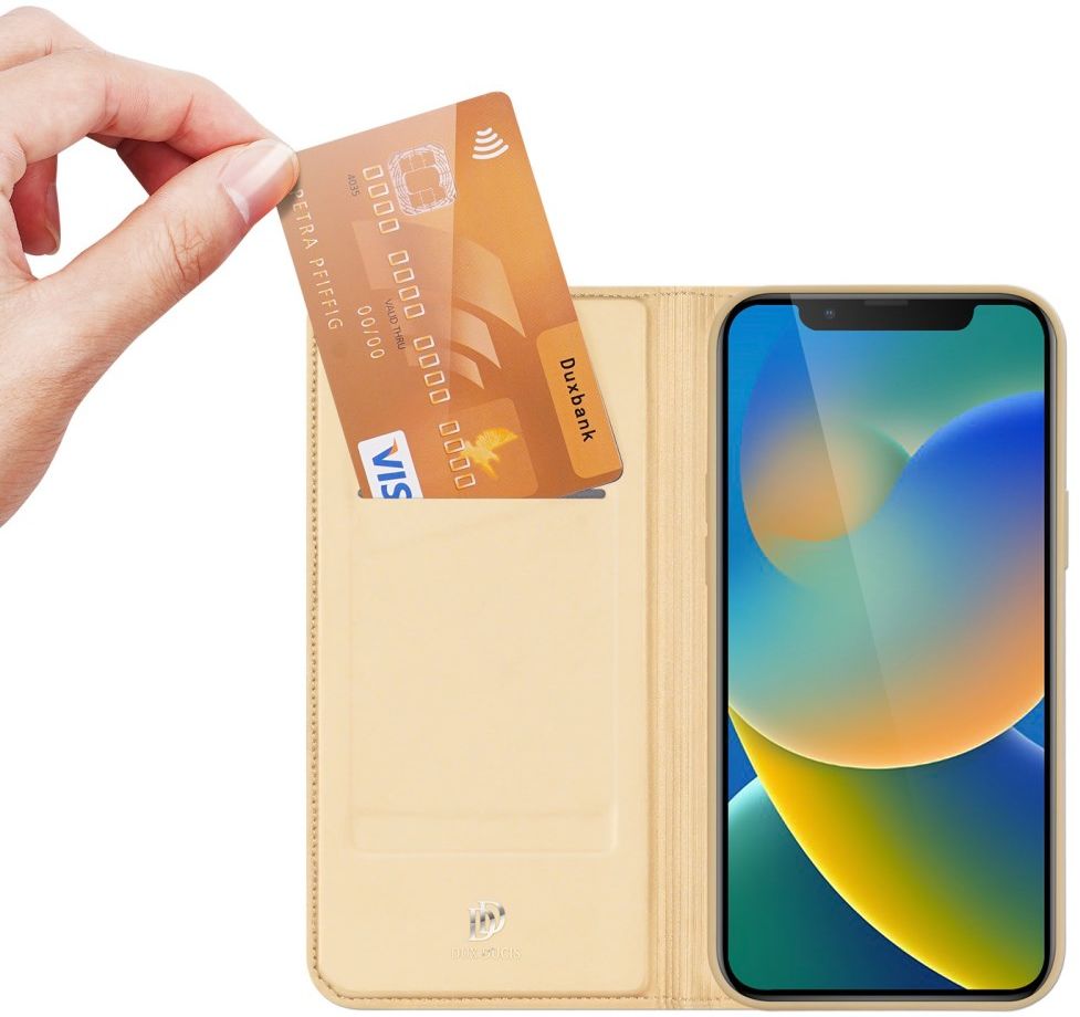 Dux Ducis Skin Pro Series Apple iPhone 14 Hoesje Portemonnee Goud afbeelding 2