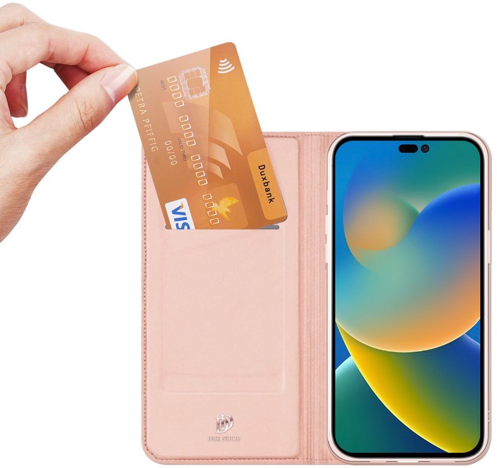 Dux Ducis Skin Pro Series Apple iPhone 14 Pro Hoesje Portemonnee Roze afbeelding 2