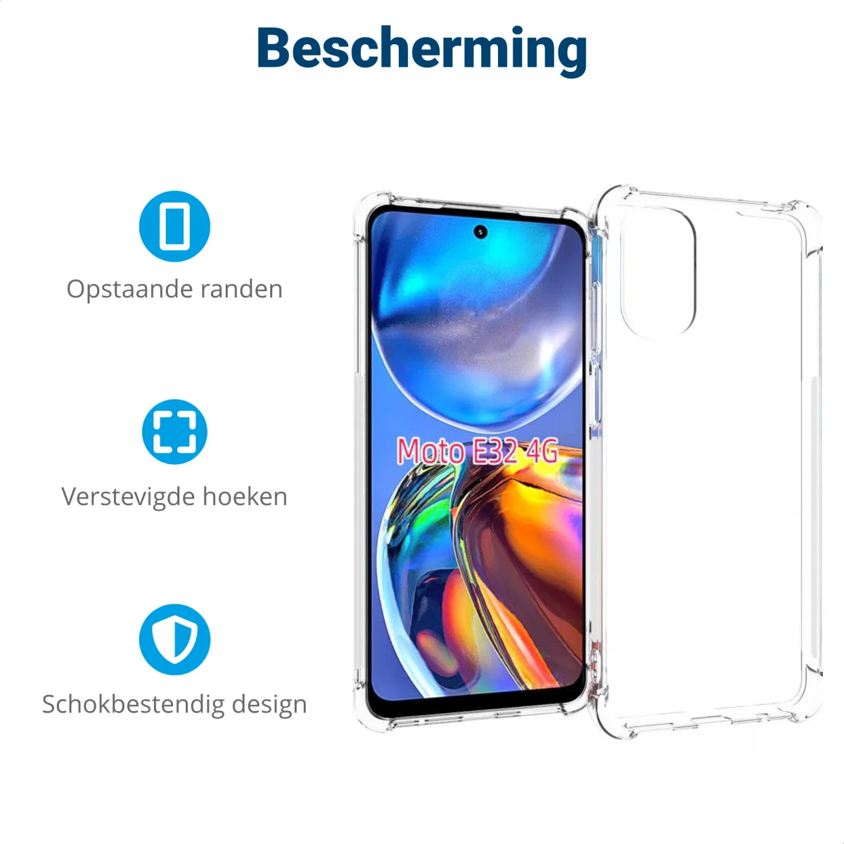 Motorola Moto E32 Hoesje Schokbestendig en Dun TPU Transparant afbeelding 4
