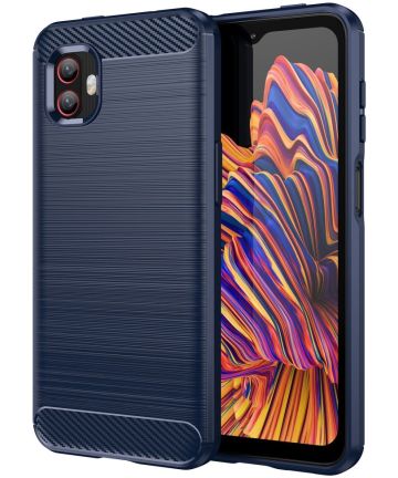 Samsung Galaxy Xcover 6 Pro Hoesje Geborsteld TPU Back Cover Blauw Hoesjes
