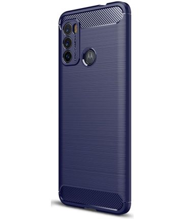 Motorola Moto G60 Hoesje Geborsteld TPU Flexibele Back Cover Blauw Hoesjes